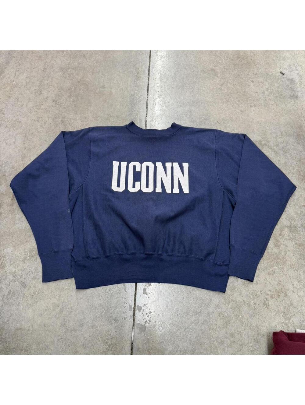 vintage university of connecticut made in usa collegiate reverse weave crewneck